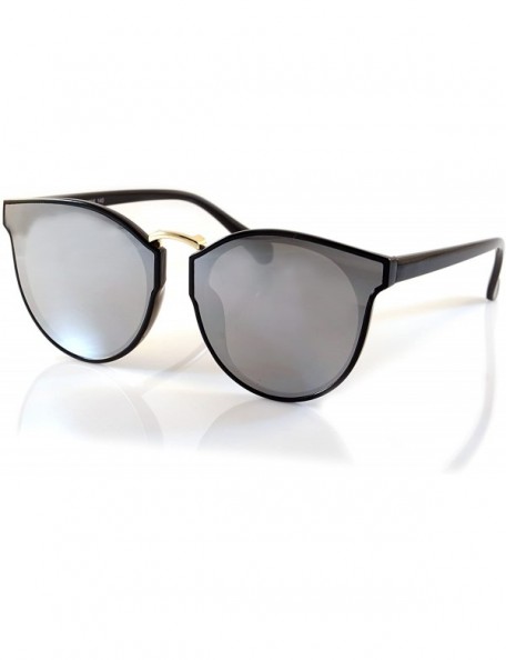 Wayfarer Horn Rimmed Gradient Mirror Lens Cat-Eye Round Couple Sunglasses A197 - Black/ Mirror - C718EL4A0W0 $10.06