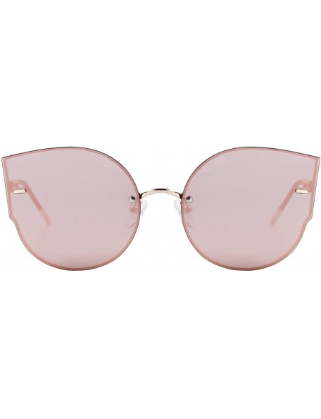 Rimless Women Classic Cat Eye Sunglasses Rimless Metal Frame Sun Glasses S8099 - Gold&pink - C1186CU8YG8 $10.99