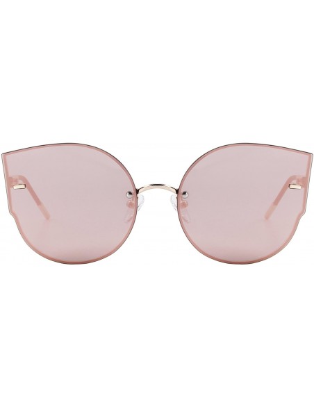 Rimless Women Classic Cat Eye Sunglasses Rimless Metal Frame Sun Glasses S8099 - Gold&pink - C1186CU8YG8 $10.99