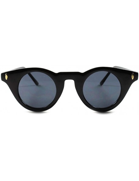 Round Classic Fashion Womens Cat Eye Round Vintage Retro 80s 90s Sunglasses - Black - C618X2XEKZD $18.80
