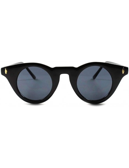 Round Classic Fashion Womens Cat Eye Round Vintage Retro 80s 90s Sunglasses - Black - C618X2XEKZD $9.53