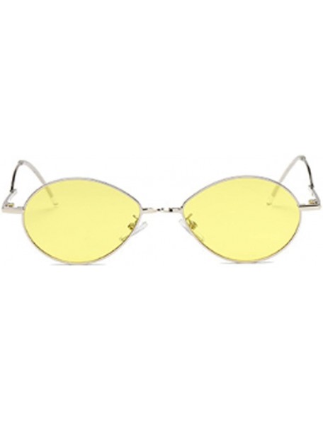 Goggle Fashion Sunglasses Vintage Oval Marine Lens Female Men Sunglasses - Yellow - CV18EGXHQXE $12.07