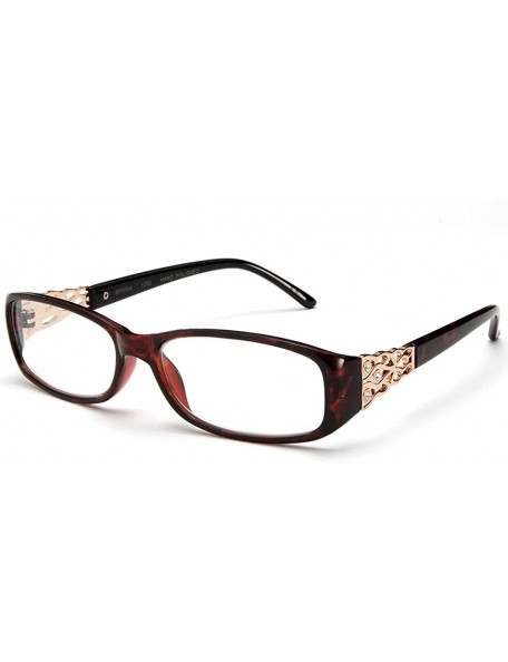 Oversized Womens Slim Fit Temple Design Metal Frame Clear Lens Glasses - Tortoise - C611YN6NT1L $10.37