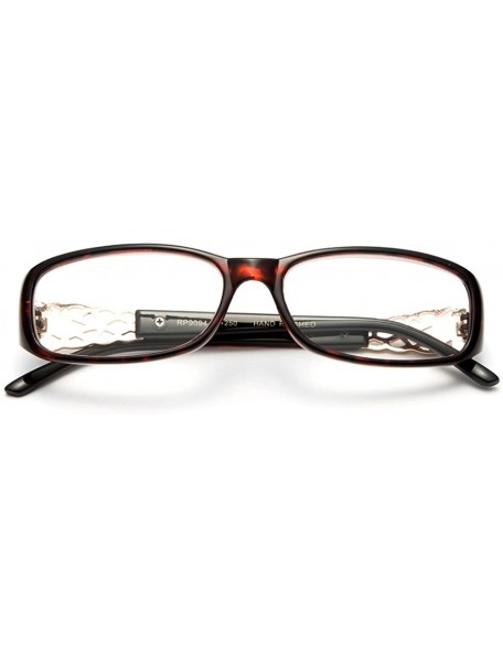 Oversized Womens Slim Fit Temple Design Metal Frame Clear Lens Glasses - Tortoise - C611YN6NT1L $10.37