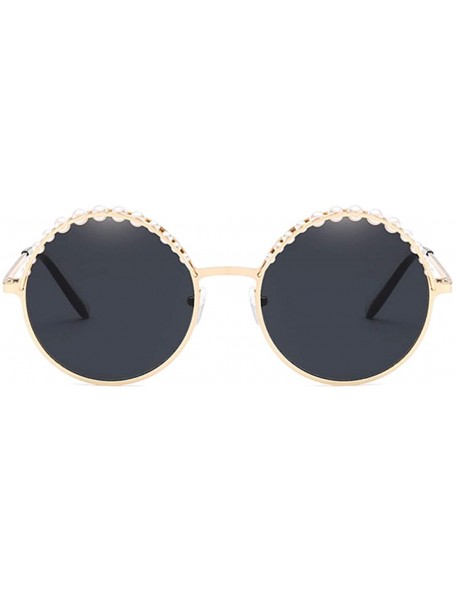 Oversized Fashion Round Sunglasses Semi-rim UV Protection Glasses for Women Girls - Dark Gray Gold-rim - CN190RKA7A3 $19.01
