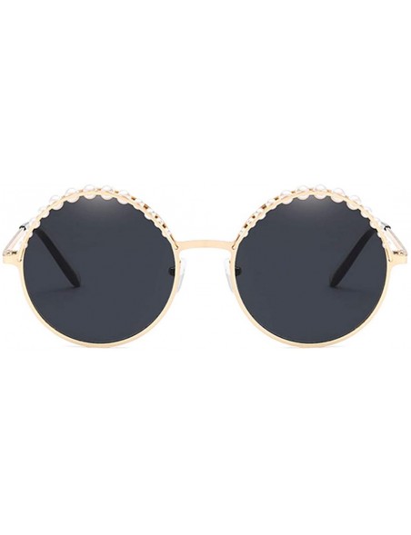 Oversized Fashion Round Sunglasses Semi-rim UV Protection Glasses for Women Girls - Dark Gray Gold-rim - CN190RKA7A3 $19.01