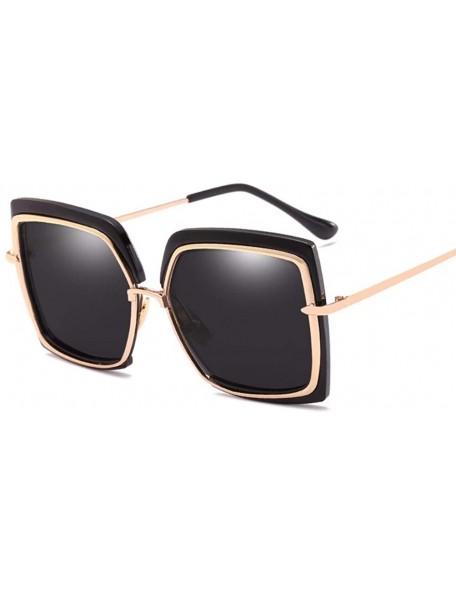 Oversized Sunglasses Metal Inner Ring Sunglasses Fashionable Half-frame Women's Anti-ultraviolet - F - CT18Q0IH579 $31.37