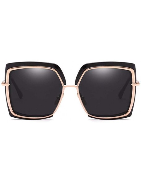 Oversized Sunglasses Metal Inner Ring Sunglasses Fashionable Half-frame Women's Anti-ultraviolet - F - CT18Q0IH579 $31.37