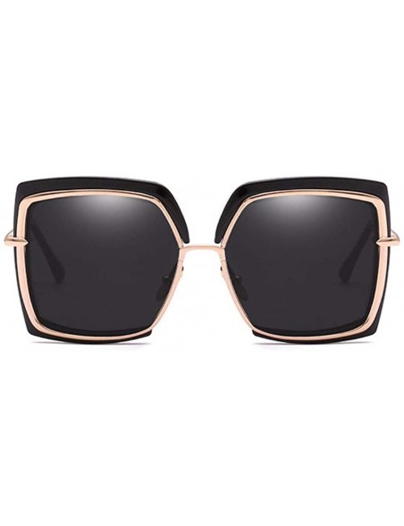 Oversized Sunglasses Metal Inner Ring Sunglasses Fashionable Half-frame Women's Anti-ultraviolet - F - CT18Q0IH579 $31.37