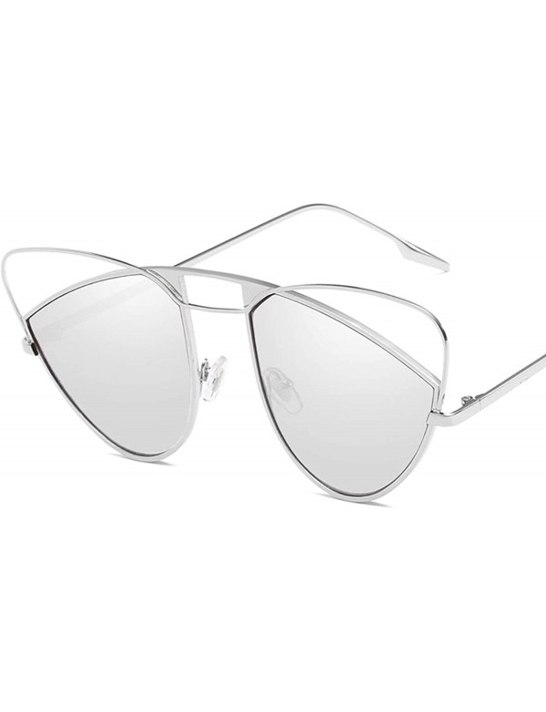 Oval Classic style Arched Cat's Eye Shape Sunglasses for Men and Women Metal PC UV400 Sunglasses - Silver - CW18SAS8XCC $21.71