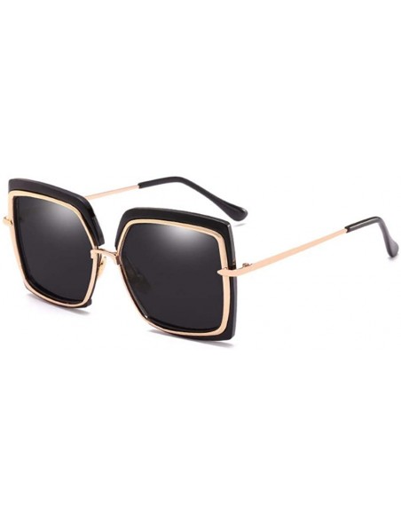 Oversized Sunglasses Metal Inner Ring Sunglasses Fashionable Half-frame Women's Anti-ultraviolet - F - CT18Q0IH579 $31.37
