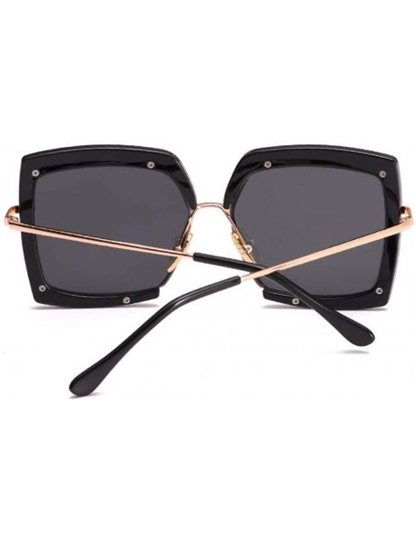 Oversized Sunglasses Metal Inner Ring Sunglasses Fashionable Half-frame Women's Anti-ultraviolet - F - CT18Q0IH579 $31.37