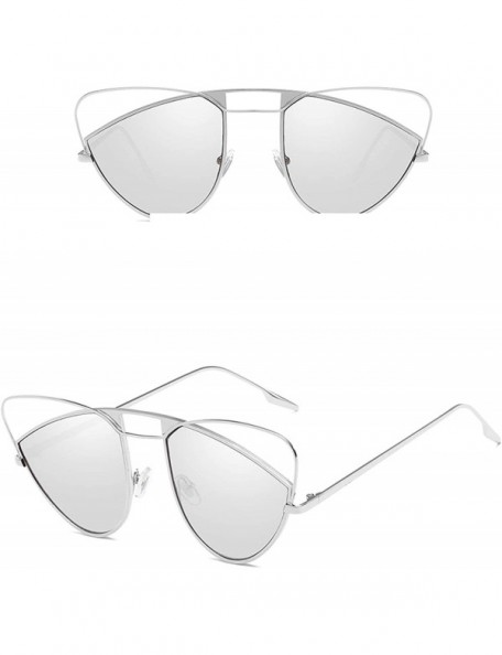 Oval Classic style Arched Cat's Eye Shape Sunglasses for Men and Women Metal PC UV400 Sunglasses - Silver - CW18SAS8XCC $21.71