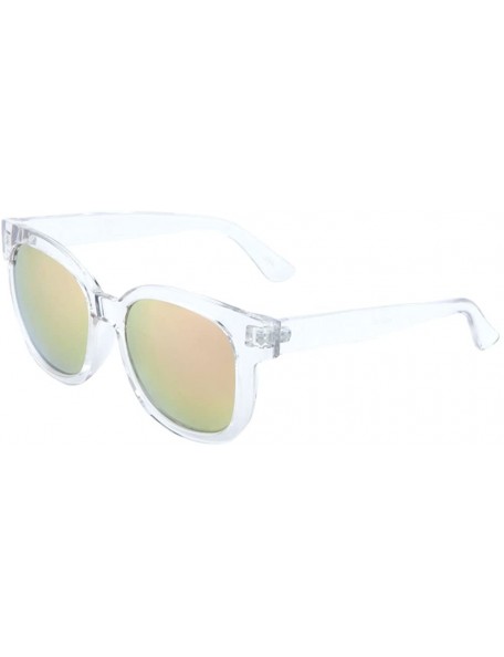 Wayfarer Men Women Sunglasses Pop Color Frame Mirror Lens Gift Box Set - Clear - CP17Y0WXO6C $11.79