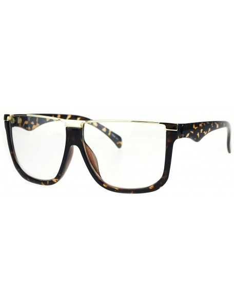 Rectangular Womens Metal Flat Top Mob Oversize Rectangular Clear Lens Glasses - Gold Tortoise - CT17WWU2MOT $14.87