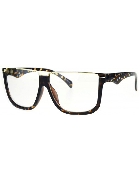 Rectangular Womens Metal Flat Top Mob Oversize Rectangular Clear Lens Glasses - Gold Tortoise - CT17WWU2MOT $14.87