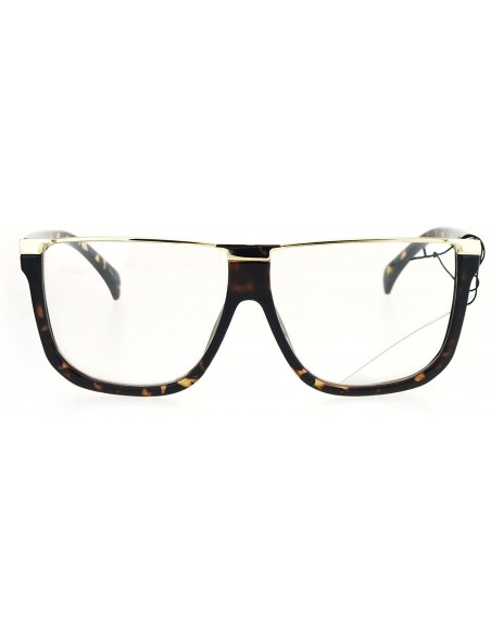 Rectangular Womens Metal Flat Top Mob Oversize Rectangular Clear Lens Glasses - Gold Tortoise - CT17WWU2MOT $14.87