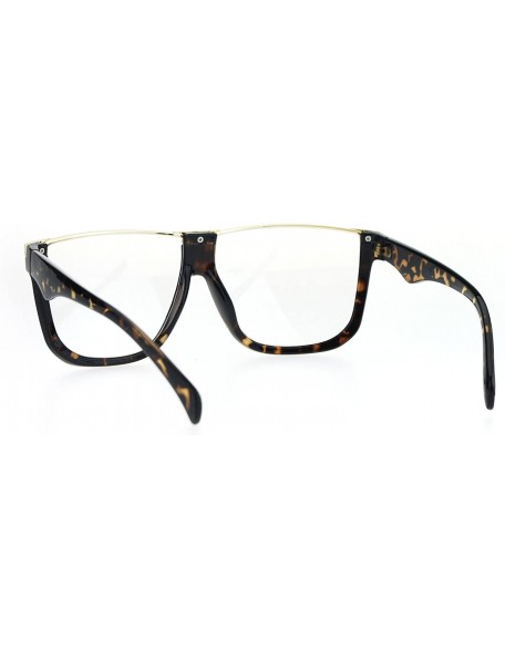 Rectangular Womens Metal Flat Top Mob Oversize Rectangular Clear Lens Glasses - Gold Tortoise - CT17WWU2MOT $14.87
