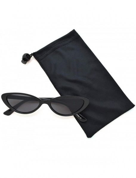 Cat Eye Retro Vintage Narrow Cat Eye Sunglasses 2462 - Black Smoke - C318SZCHMU6 $10.70