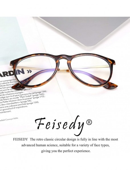 Round Vintage Round Blue Light Blocking Glasses Women Men Computer Eyeglasses Classic Retro Designer Style B2537 - CG192D8UH6...