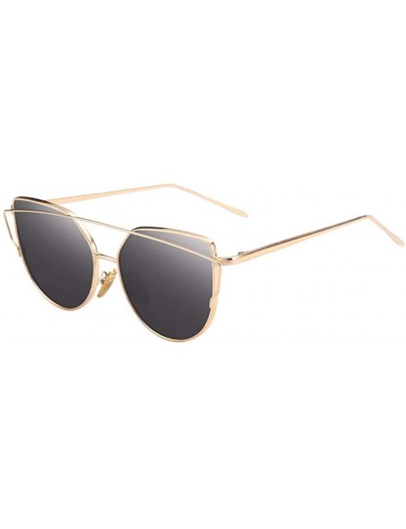 Oversized European and American sunglasses cat's eye dazzling women's Sunglasses anti-ultraviolet - Gold Ash - C418Q70T6OD $2...