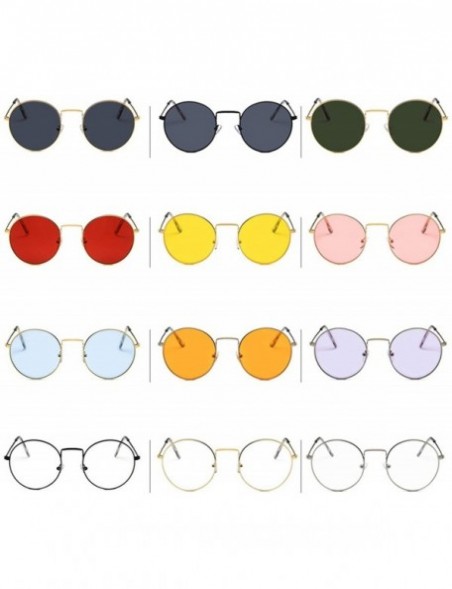 Round Classic Vintage Metal Round Frame Colorful UV400 Sun Glasses Clear Lens Plain Glasses - 11 - CL18W39MH8X $18.83