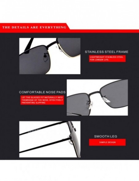 Square Sunglasses Unisex Polarized 100% UV Protection Fishing Driving Glasses Retro Square Classic - C3 - CG18UWXWOOK $27.57