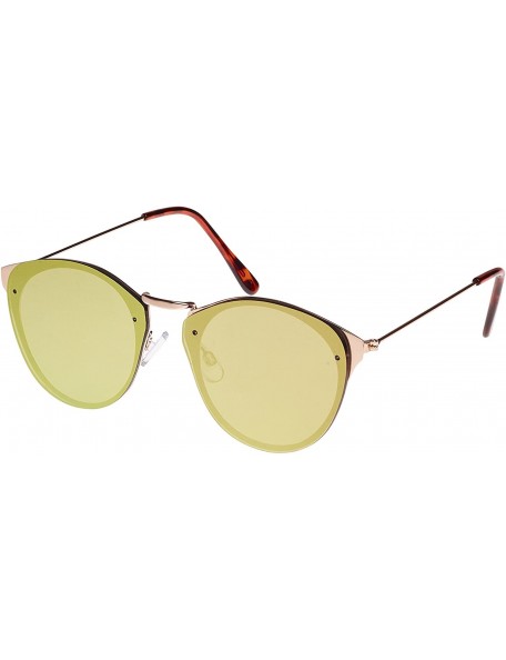 Round Colour Flash Mirror Lens Sunglasses - Gold - C812JS92RGP $19.57