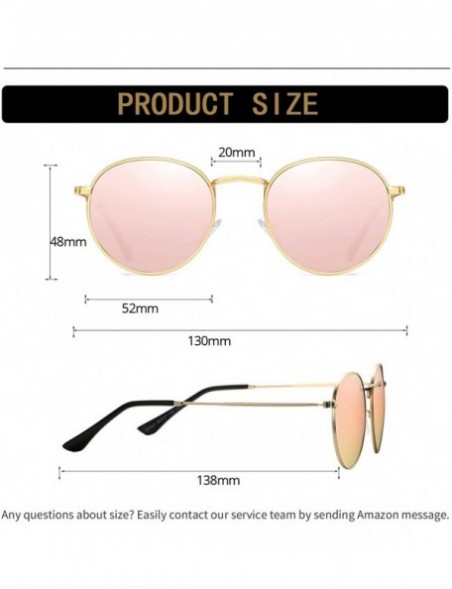 Round Classic Polarized Sunglasses for Women Men Small Round Metal Frame Mirrored Lens Sun Glasses - Gold/Pink Mirror - CY18O...