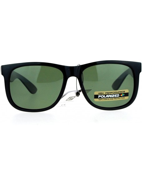 Square Polarized Lens Sunglasses Classic Square Unisex Fashion Anti-glare UV400 - Glossy Black (Green) - CV187C6ADYG $24.37