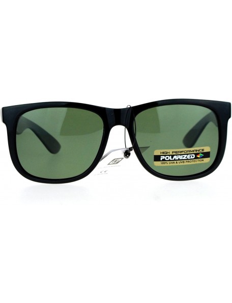 Square Polarized Lens Sunglasses Classic Square Unisex Fashion Anti-glare UV400 - Glossy Black (Green) - CV187C6ADYG $13.47