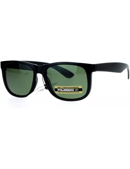 Square Polarized Lens Sunglasses Classic Square Unisex Fashion Anti-glare UV400 - Glossy Black (Green) - CV187C6ADYG $13.47