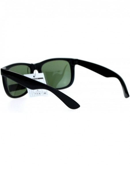 Square Polarized Lens Sunglasses Classic Square Unisex Fashion Anti-glare UV400 - Glossy Black (Green) - CV187C6ADYG $13.47