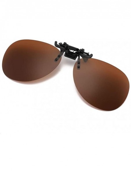 Rectangular Polarized Clip-on Aviator Sunglasses Anti-glare UV Protection Sunglasses for Prescription Glasses - Brown - CG196...