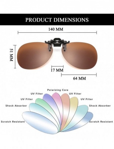 Rectangular Polarized Clip-on Aviator Sunglasses Anti-glare UV Protection Sunglasses for Prescription Glasses - Brown - CG196...