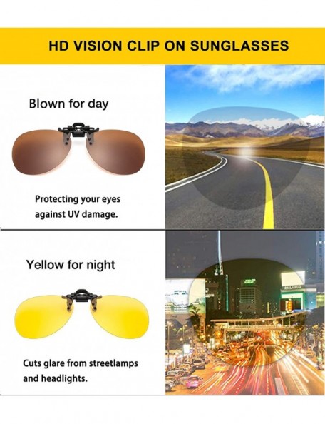 Rectangular Polarized Clip-on Aviator Sunglasses Anti-glare UV Protection Sunglasses for Prescription Glasses - Brown - CG196...