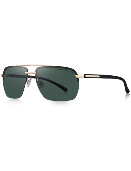 Aviator DESIGN Men Classic Sunglasses Rectangle Rimless Luxury Brand C01 Black - C05 G15 - CL18XE9K4GX $13.27