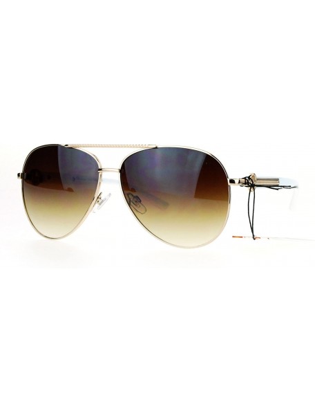 Aviator Unisex Aviator Sunglasses Classic Designer Fashion Aviators UV 400 - Gold White - CU1884Z67HY $22.48