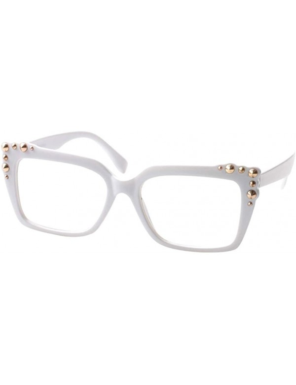 Oversized Ladies Oversized Sexy Square Rivet Stylish Frame Reading Glass - White - C918C0Y5C6E $7.99