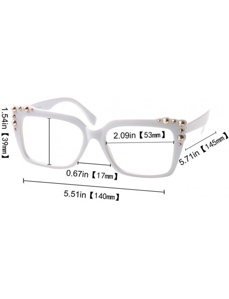 Oversized Ladies Oversized Sexy Square Rivet Stylish Frame Reading Glass - White - C918C0Y5C6E $7.99