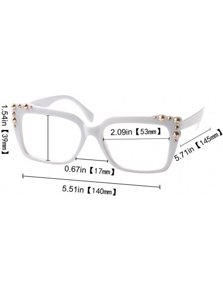 Oversized Ladies Oversized Sexy Square Rivet Stylish Frame Reading Glass - White - C918C0Y5C6E $7.99