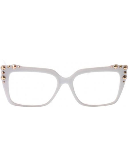 Oversized Ladies Oversized Sexy Square Rivet Stylish Frame Reading Glass - White - C918C0Y5C6E $7.99