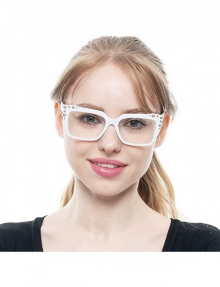 Oversized Ladies Oversized Sexy Square Rivet Stylish Frame Reading Glass - White - C918C0Y5C6E $7.99