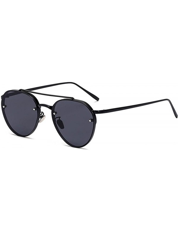 Oversized Aviator Women Men Metal Sunglasses Fashion Designer Frame Colored Lens - 86025_c1_black_smoke - CK17AZD78K4 $10.91