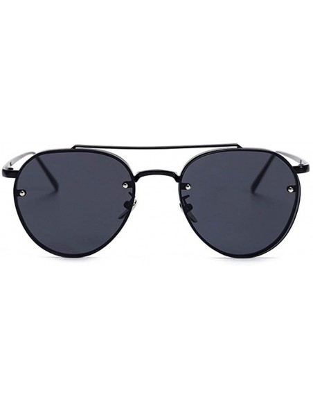 Oversized Aviator Women Men Metal Sunglasses Fashion Designer Frame Colored Lens - 86025_c1_black_smoke - CK17AZD78K4 $10.91