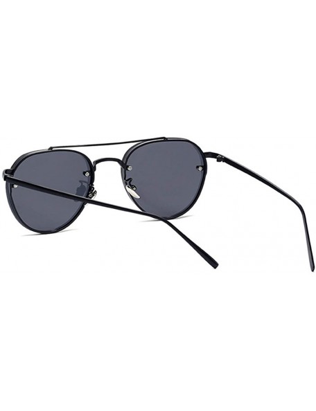 Oversized Aviator Women Men Metal Sunglasses Fashion Designer Frame Colored Lens - 86025_c1_black_smoke - CK17AZD78K4 $10.91