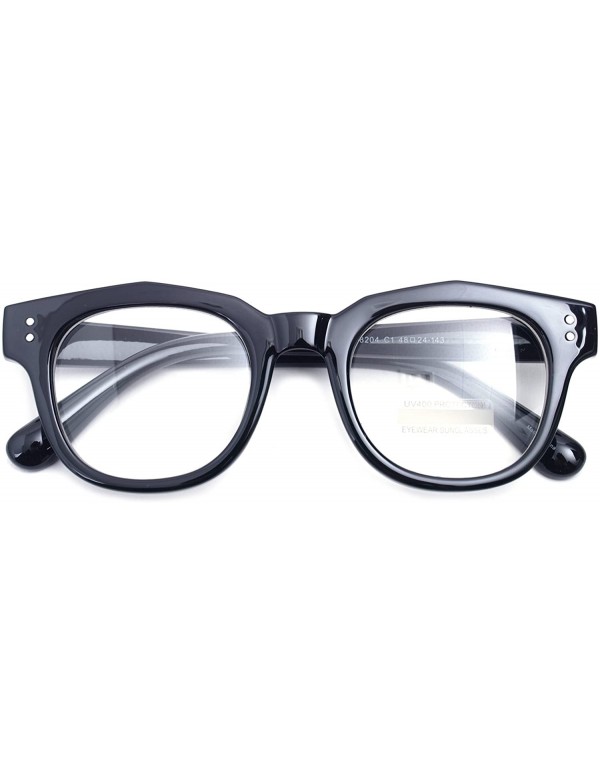 Square Oversized Square Thick Horn Rimmed Clear Lens Glasses Rivet Non-prescription Frame - Glossy Black 82041 - CQ1884LHZN6 ...