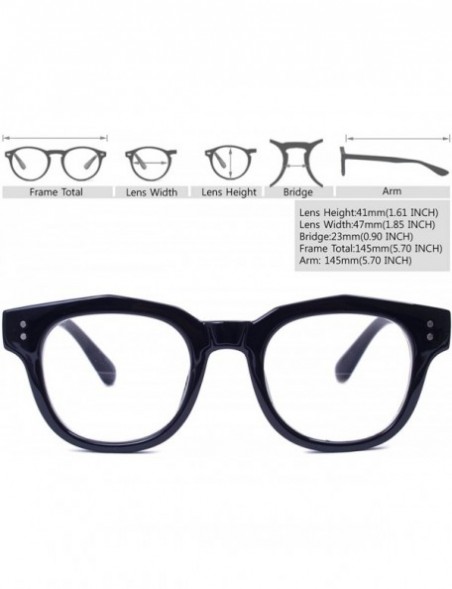 Square Oversized Square Thick Horn Rimmed Clear Lens Glasses Rivet Non-prescription Frame - Glossy Black 82041 - CQ1884LHZN6 ...