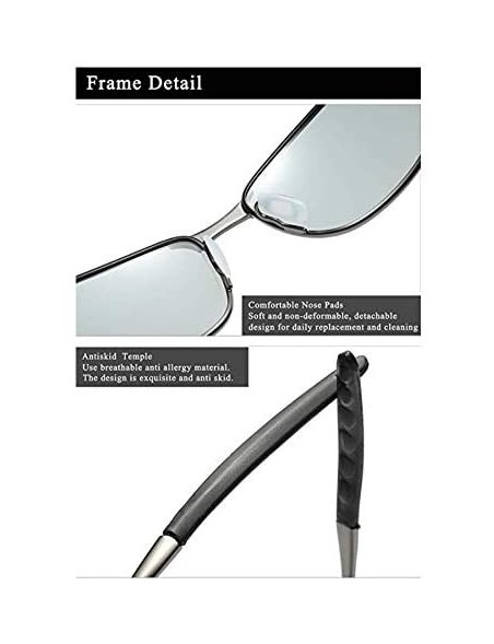 Rectangular Polarized Sunglasses Driving Photosensitive Glasses Color changing sunglasses - Black - CF18QCA8Q5Y $17.20