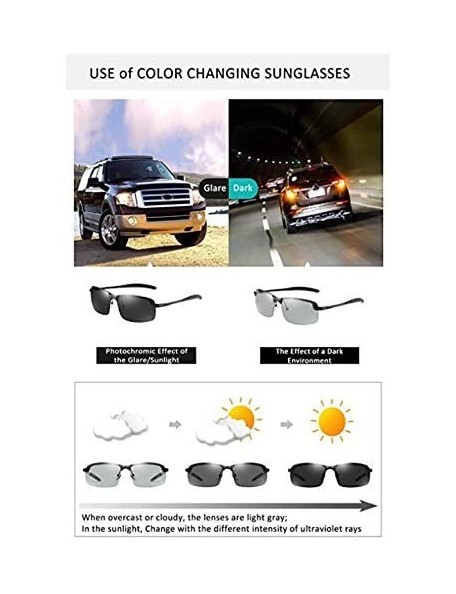 Rectangular Polarized Sunglasses Driving Photosensitive Glasses Color changing sunglasses - Black - CF18QCA8Q5Y $17.20